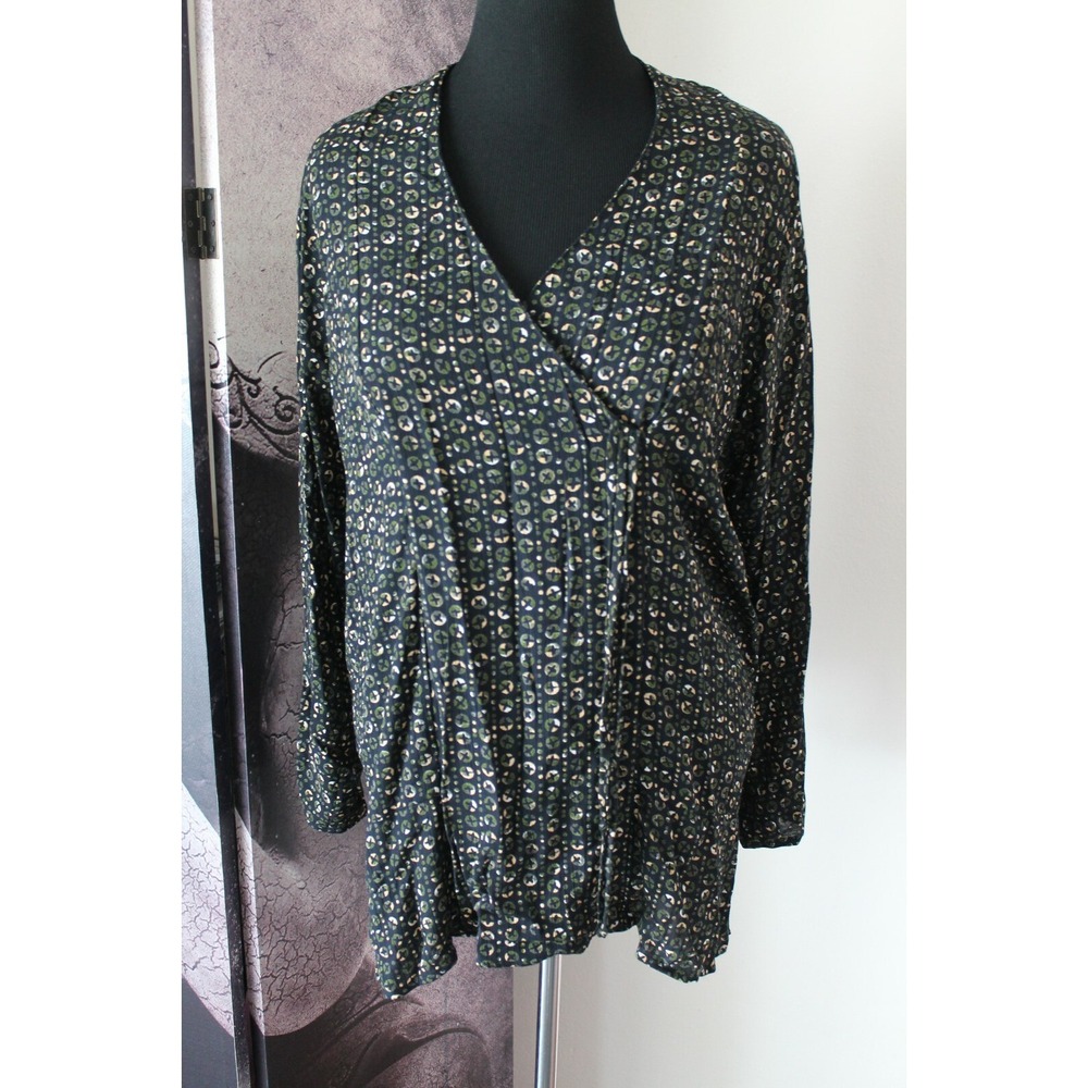 Vintage Carole Little Top Blouse Jacket Polka‎ Print sz 6 Asymmetric V Neckline